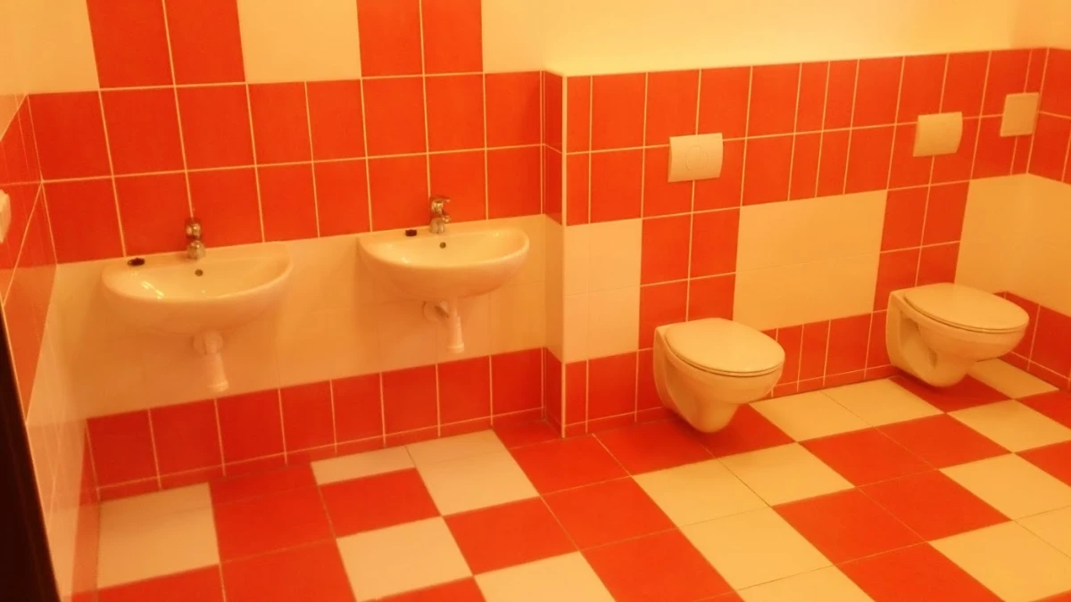 Rekonstrukce koupelny obklady červená